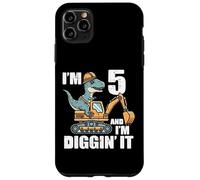Im 5 And Diggin It Dino Excavator 5th Birthday Trex Boys Kid Case for iPhone 11 Pro Max