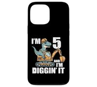Im 5 And Diggin It Dino Excavator 5th Birthday Trex Boys Kid Case for iPhone 13 Pro Max