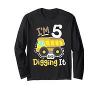 Im 5 and Digging It 5th Construction Birthday Excavator Boys Long Sleeve T-Shirt