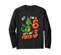 I'm 5 Let's Get Fired Up Boys Dragon 5th Birthday Long Sleeve T-Shirt