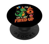 I'm 5 Let's Get Fired Up Boys Dragon 5th Birthday PopSockets Adhesive PopGrip