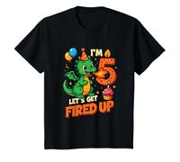 I'm 5 Let's Get Fired Up Boys Dragon 5th Birthday T-Shirt
