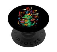 I'm 5 Let's Get Fired Up Boys Dragon Birthday PopSockets Adhesive PopGrip