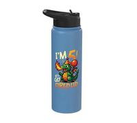 I'm 5 Let's Get Fired Up Boys Dragon Birthday Stainless Steel Insulated Water Bottle