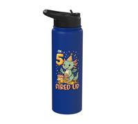 I'm 5 Let's Get Fired Up Boys Dragon Birthday Stainless Steel Insulated Water Bottle