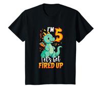 I'm 5 Let's Get Fired Up Boys Dragon Birthday T-Shirt