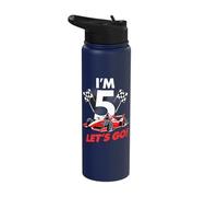 I'm 5 Let's Go Race Car Birthday Fun Stainless Steel Insulated Water Bottle