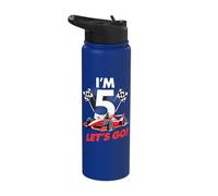 I'm 5 Let's Go Race Car Birthday Fun Stainless Steel Insulated Water Bottle