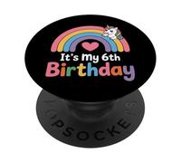 I'm 6 It's My 6th Birthday Unicorn Girl Celebration PopSockets Adhesive PopGrip