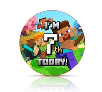 I'm 7 Today 7th Birthday Badge Boy, Happy Birthday Presents For Boys I'm 7 Today, Age 7 Boys Badges Mine-Crafting Gaming Pin, 58mm Party Button Badge Mine Crafts Gamer Gifts For Girls Teens
