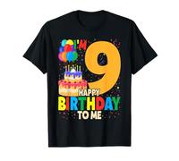 Im 9 Happy Birthday To Me Balloons 9th Bday Party Boys Girls T-Shirt