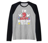 I'm 9 Happy Birthday to Me Funny 9th Birthday Boy Bday Raglan Baseball Tee