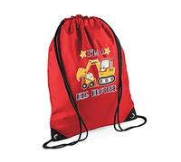 I'm a Big Brother Funny Birthday/Secret Santa Siblings Gift Drawstring Bag, PE Gym Kit, Swimming Rucksack. (Bright Red)
