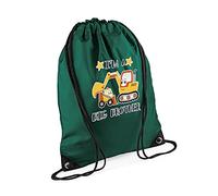 I'm a Big Brother Funny Birthday/Secret Santa Siblings Gift Drawstring Bag, PE Gym Kit, Swimming Rucksack. (Bottle Green)
