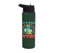 I'm A Book Wyrm Book Dragon Book Worm Book Lover Stainless Steel Insulated Water Bottle