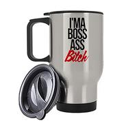 I'm A BOSS Ass Bitch Gift for Men Or Women, Birthday, Christmas Travel Silver/White Tea/Coffee Mug. (Silver)