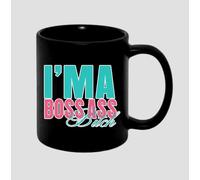 I'm A BOSS Ass Bitch Gift for Men Or Women, Friends Gift, Birthday, Christmas Coffee Tea Mug 11oz Full Coloured Frosted Ceramic Mug. (Black)