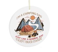 I'm A Camping Dad Ornament for Christmas Tree, Funny Hanging Xmas Ceramic Ornaments, Winter Holiday Party Decor, Xmas Gifts for Hiking Lover Father, 7.5CM