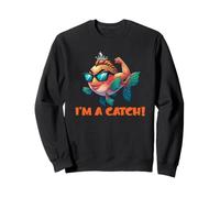 I'm a catch! - fun girl fish illustration marine life Sweatshirt