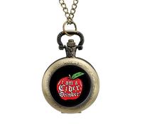 I'm A Cider Drinker Apple Vintage Pocket Watch Alloy Pendant Watches Necklace Gift for Men Women Coppery-Style