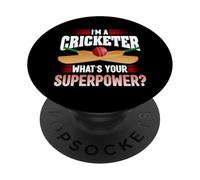 I'm A Cricketer What's Your Superpower Cricket Bowler Sport PopSockets Adhesive PopGrip