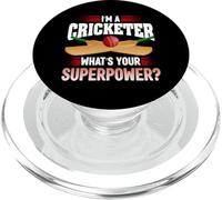 I'm A Cricketer What's Your Superpower Cricket Bowler Sport PopSockets PopGrip for MagSafe