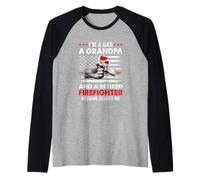 I'm A Dad A Grandpa and A Retired Firefighter Father's Day Raglan Baseball Tee