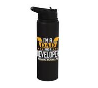 I'm a Dad and a Developer Nothing Scares me Stainless Steel Insulated Water Bottle