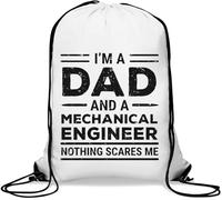 I'm A Dad And A Mechanical Engineer Nothing Scares Me Gym Sack Casual Drawstring Bag White