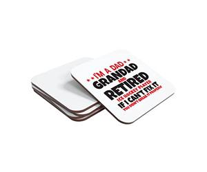 Im A Dad Grandad And Retired Ice Hockey Player If I Cant Fix It You Didnt Break It Properly Hand Printed Drinks Coaster