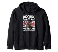 I'm A Dad Papa And Proud British Veteran Flag UK Zip Hoodie