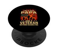 I'm A Dad Papa Veteran Papa Grandpa Father's Day Shirt PopSockets Adhesive PopGrip