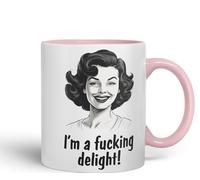 I'm a f.. Delight! Sarcastic Joke Ceramic Coloured Mug Cup for Tea Coffee Hot Brew 330ml 11Oz (Pink)
