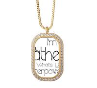 I'm a Father What's your Superpower Necklace Pendant Diamond Crystal Golden Jewelry