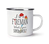 I'm A Fireman What's Your Superpower Retro Enamel Mug Cup