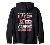 I'm A Flip Flops And Camping Kinda Girl Camper Zip Hoodie