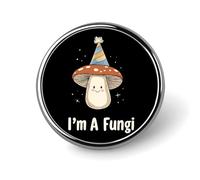 I'm A Fungi Mushroom Round Brooch Pins Badge Printed Button Tie Lapel Backpack Pin Decoration for Women Men