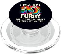 I'm A Gay Furry Rainbow Fox Wolf Fursona Fandom Pride Month PopSockets PopGrip for MagSafe
