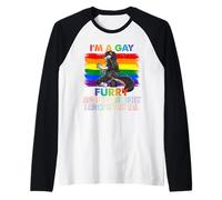 I'm A Gay Furry Rainbow Fox Wolf Fursona Fandom Pride Month Raglan Baseball Tee