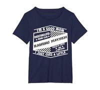 I'm A Good Mom Overstimulated Moms Club Raising Mayhem Retro T-Shirt, Women's Plus, Navy Blue, 5X