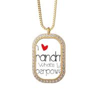 I'm a Grandma What's your Superpower Necklace Pendant Diamond Crystal Golden Jewelry