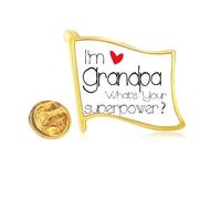 I'm a Grandpa What's your Superpower= Golden Metal Flag Lapel Pin Badge