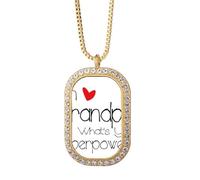 I'm a Grandpa What's your Superpower= Necklace Pendant Diamond Crystal Golden Jewelry
