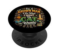 I'm A Grown Man I Do What My Cat Wants Funny Pet Humor PopSockets Adhesive PopGrip
