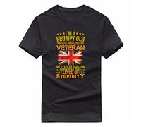 I'm A Grumpy Old British Armed Forces Veteran T-Shirt, UK Flag Army War Gift Top Black