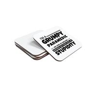 Im a Grumpy Paramedic My Level Of Sarcasm Depends On Your Stupidity Hand Printed Drinks Coaster