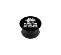 I'm A Janitor Not A Magician Funny Distressed Typography PopSockets Adhesive PopGrip