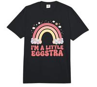 I'm A Little Eggstra Easter Pun Groovy Rainbow Eggs Comfort Colors Adult Heavyweight T-Shirt
