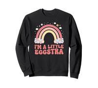 I'm A Little Eggstra Easter Pun Groovy Rainbow Eggs Sweatshirt