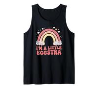 I'm A Little Eggstra Easter Pun Groovy Rainbow Eggs Tank Top